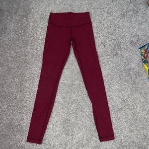 Lululemon leggings maroon full length not sure the actual model